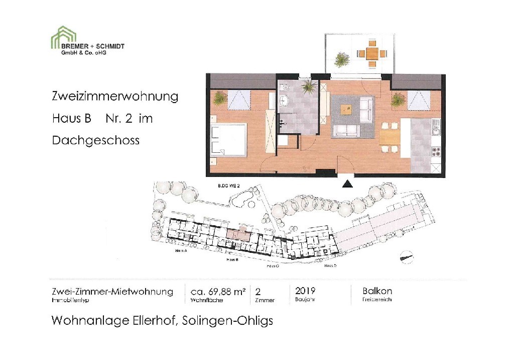JA, zur 2-Zimmer-Seniorenmietwohnung mit Balkon, Einbauküche und TG-Stellplatz in Solingen-Ohligs! – Bild: 24240